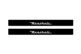 stainless steel illuminated door sill protectors for Maserati Quattroporte VI 2013+ with Maserati logo