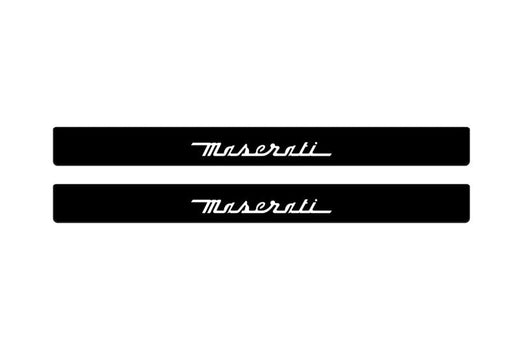 Maserati Quattroporte Sedan M156 2013–2023 — Matte PRO LED Door Sills — Maserati Logo
