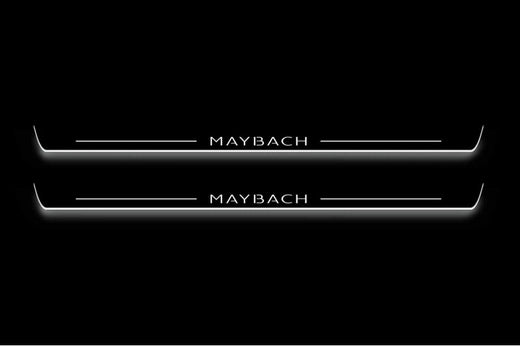 Mercedes-Benz S-Class C217 2014–2020 — Stainless Steel LED Door Sills — Maybach Logo