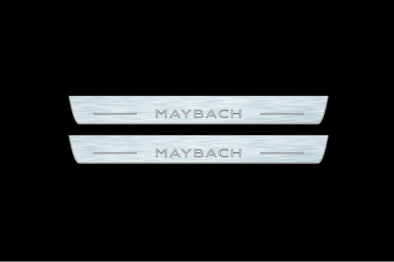 Illuminated LED Door Sill Tread Plates Mercedes GLS II 2019+ With Maybach Logo