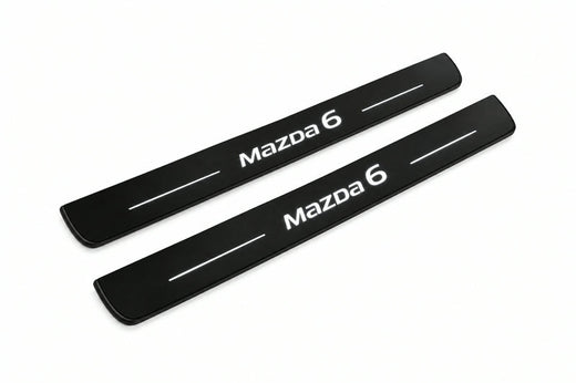 Mazda 6 Sedan GJ/GL 2012–2024 — Matte PRO LED Door Sills — Mazda 6 Logo