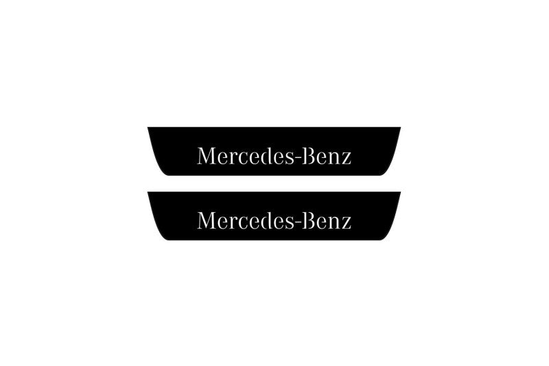 Mercedes ML W166 2011+ illuminated entry guards in stainless steel with Mercedes-Benz logo