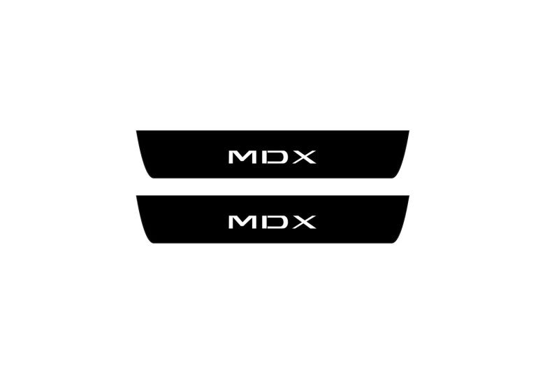 Acura MDX III 2013+ door sill plates in stainless steel with MDX logo