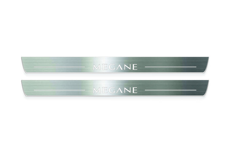 Renault Megane II 2002+ Stainless Steel LED Door Sills – Megane Logo