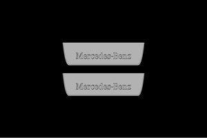 Illuminated LED Door Sill Tread Plates Mercedes EQE SUV 2022+ With Mercedes-Benz Logo Mercedes Led Door Sills opdesign