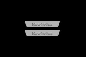 Illuminated LED Door Sill Tread Plates Mercedes S-Class W222 2013-2020 With Mercedes-Benz Logo Mercedes Led Door Sills opdesign