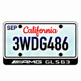 Mercedes AMG GLS63 illuminated LED license plate badge with the shown artwork below an illustrative US plate; plate not included