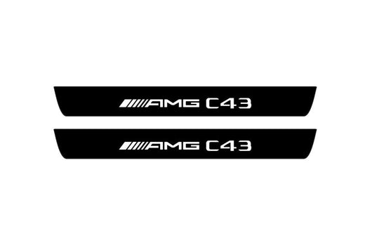 Mercedes-Benz C-Class Estate S205 2014–2021 — Matte PRO LED Door Sills — AMG С43 Logo