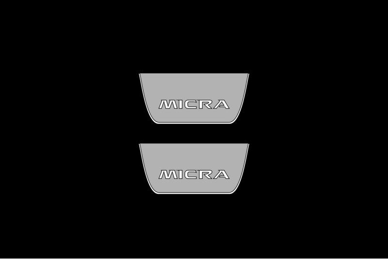 Illuminated LED Door Sill Tread Plates Nissan Micra V 2017+ With Micra Logo Nissan Led Door Sills opdesign
