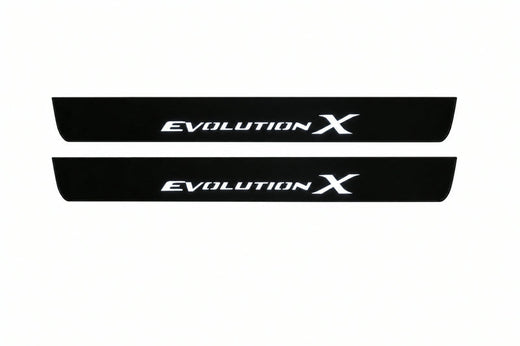 Mitsubishi Lancer Evolution X 2007–2016 — Matte PRO LED Door Sills — Evolution X Logo