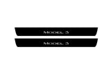 illuminated door sill protectors Tesla Model 3 2017+ stainless steel with Model 3 logo
