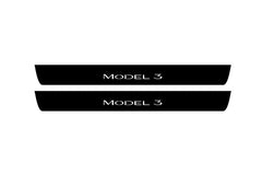 Catalog illustration of two black front door sill plates with Model 3 lettering.