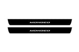 Ford Mondeo V 2014+ entry guards in matte black coated stainless steel with Mondeo logo