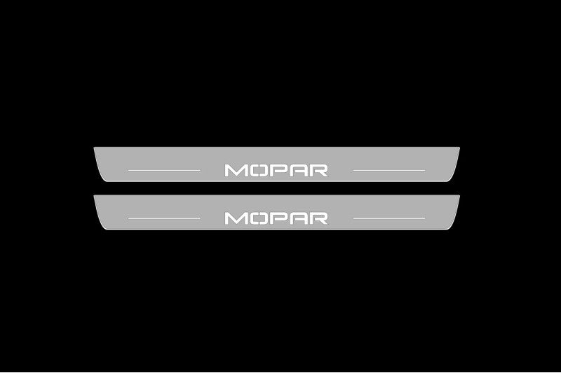 Dodge Charger 2011-2023 LED Door Sills Illuminated Scuff MOPAR Logo (Type 2) Stainless Steel Entry Guards Door Sills Decoin
