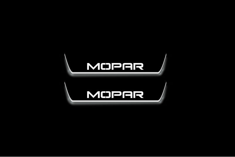 LED door sill plates Dodge Charger LD 2011+ in stainless steel with MOPAR logo