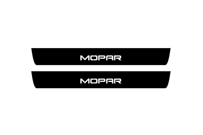 Dodge Durango III 2011+ stainless steel illuminated entry guards with Mopar logo