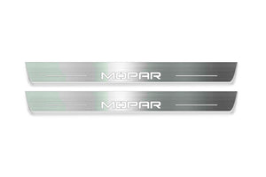 Dodge Charger LD 2011+ LED door sill plates in stainless steel with MOPAR logo