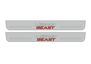 LED door sill plates Dodge Durango III 2011+ stainless steel with MOPAR BEAST logo