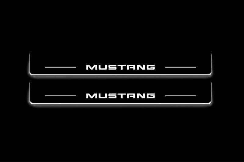 LED door sill plates stainless steel Ford Mustang VII S650 2023+ with Mustang logo