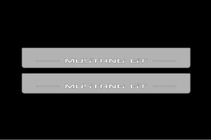 Illuminated LED Door Sill Tread Plates Ford Mustang VII 2023+ With Mustang GT Logo Ford Led Door Sills opdesign
