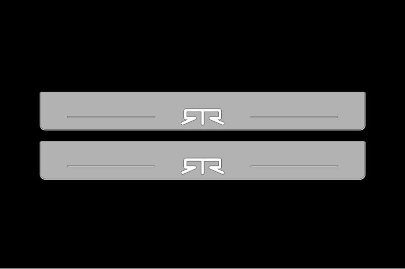 Illuminated LED Door Sill Tread Plates Ford Mustang VII 2023+ With RTR Logo Ford Led Door Sills opdesign