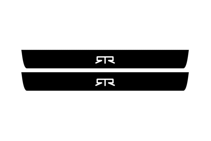Ford Mustang VI S550 2015+ illuminated door sill protectors matte black coated stainless steel with RTR logo