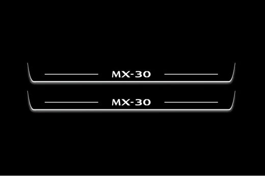 Mazda MX-30 DR 2020–Present — Stainless Steel LED Door Sills — MX-30 Logo