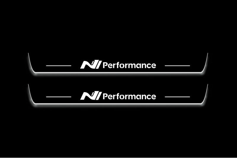 Hyundai i30 III 2017+ stainless steel illuminated entry guards with N Line Performance logo