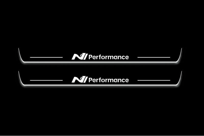 Hyundai Ioniq 5 2021+ illuminated entry guards in stainless steel with N Line Performance logo