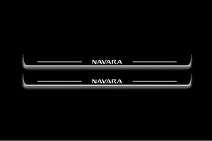 Nissan Navara III D40 Stainless Steel LED Door Sills – Navara Logo