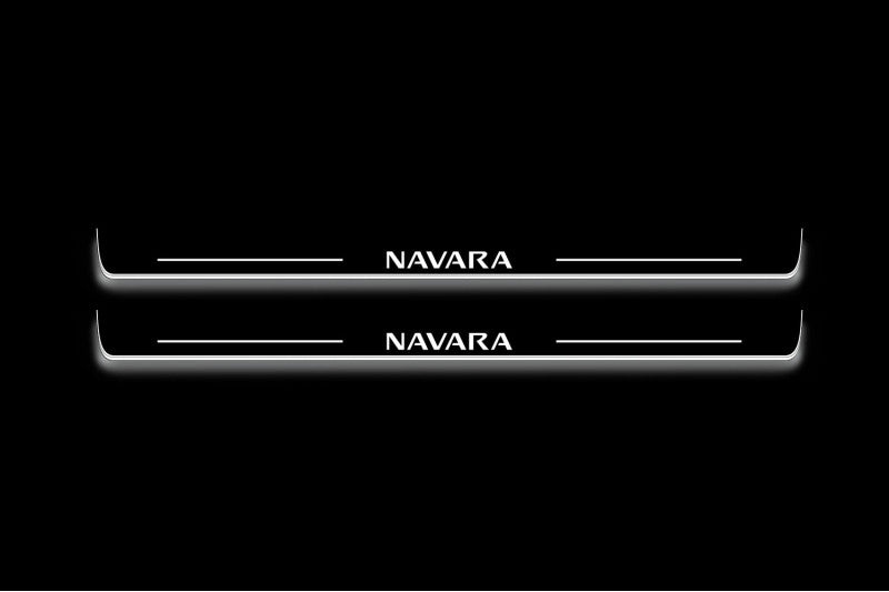 Nissan Navara III D40 Stainless Steel LED Door Sills – Navara Logo
