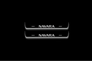 Nissan Navara III D40 Stainless Steel LED Door Sills – Navara Logo