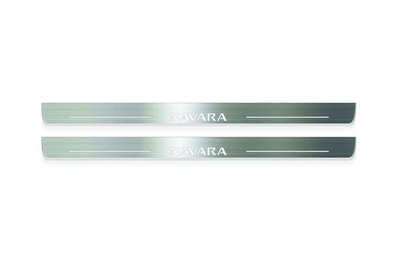 Nissan Navara III D40 Stainless Steel LED Door Sills – Navara Logo