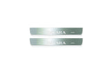 Two short silver-finished door sill plates with Navara lettering on a light background, straight-on view.