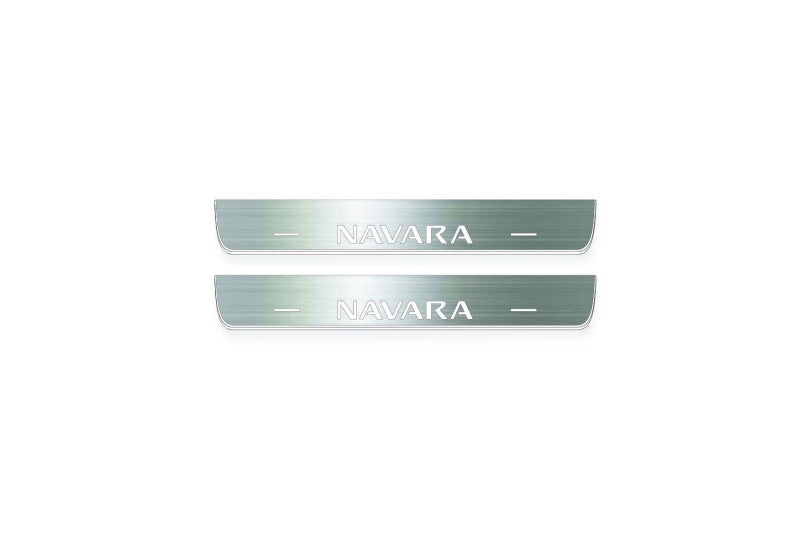 Nissan Navara III D40 Stainless Steel LED Door Sills – Navara Logo