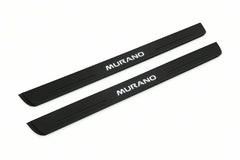 Catalogue illustration of two front black Matte PRO LED door sill plates with illuminated Murano lettering for Nissan Murano Z52; dimensions are selected during manufacture.