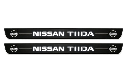 Nissan Tiida C11 2004–2018 — Matte PRO LED Door Sills — TIIDA Logo