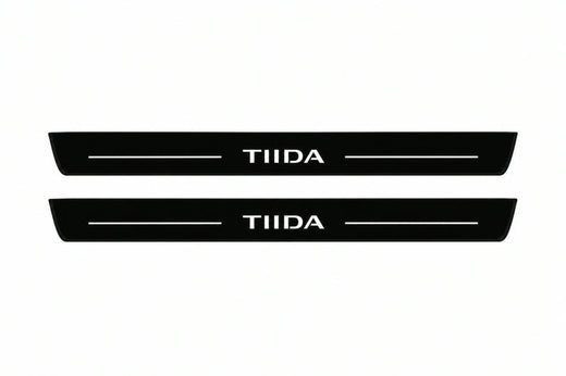 Nissan Tiida I C11 2004–2018 — Matte PRO LED Door Sills — TIIDA Logo