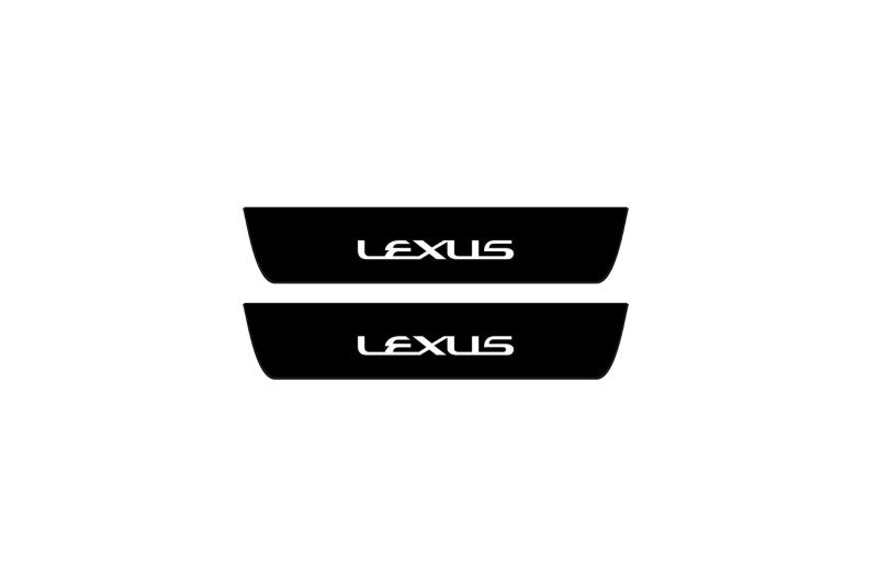 stainless steel illuminated door sill protectors with Lexus NX I 2014+ with Lexus logo