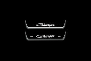 Dodge Charger LD 2011+ LED door sill plates stainless steel with Charger logo