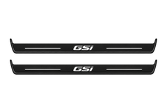 Matte PRO catalogue illustration showing two FRONT plates with illuminated GSI lettering on a white background; Opel Insignia II dimensions are selected during manufacture; rear plates are not pictured.