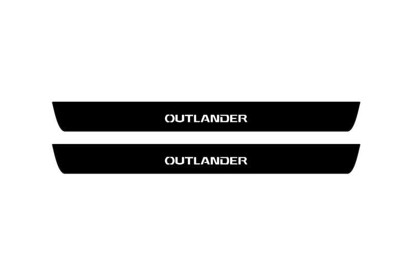 Mitsubishi Outlander II 2007-2012 Illuminated Matte Sill Plates with logo Outlander Mitsubishi Led Door Sills PRO opdesign