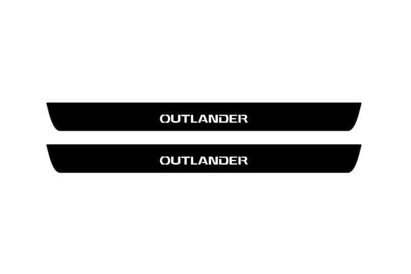 matte black coated stainless steel illuminated door sill protectors with Mitsubishi Outlander III 2012+ with Outlander l