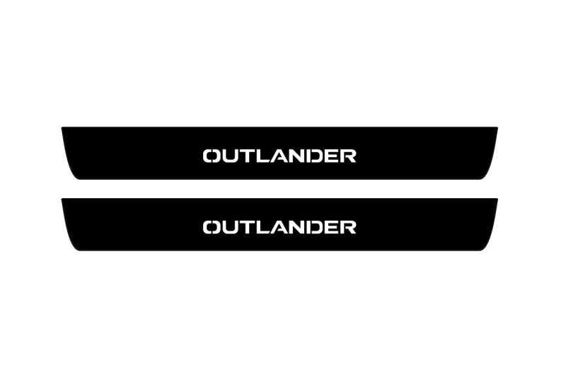 illuminated door sill protectors for Mitsubishi Outlander IV 2021+ stainless steel with Outlander logo