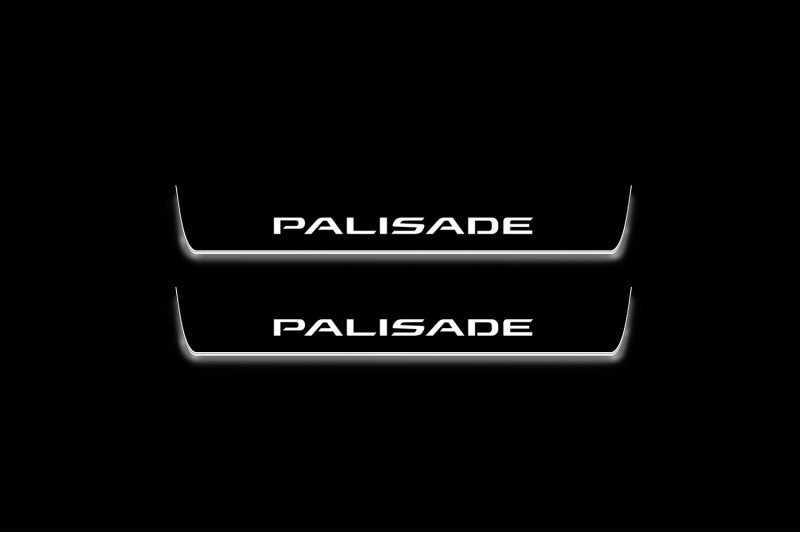 LED door sill plates for Hyundai Palisade LX2 2020+ stainless steel with Palisade logo