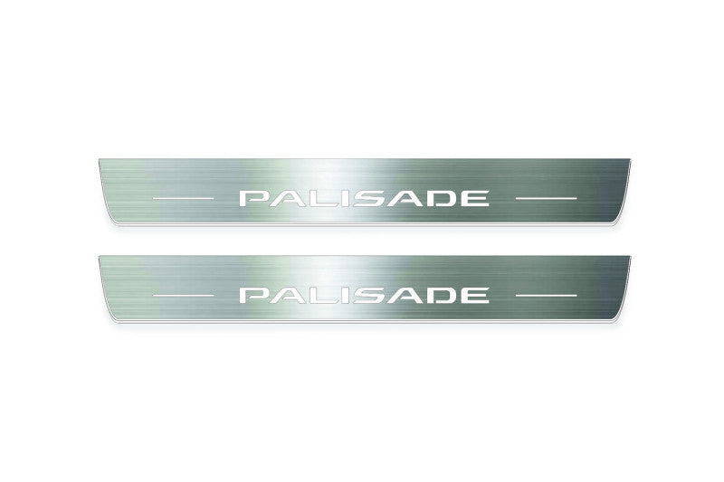 LED door sill plates stainless steel Hyundai Palisade LX2 2020+ with Palisade logo