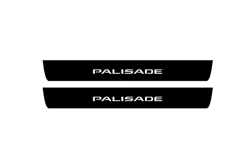 illuminated door sill protectors Hyundai Palisade LX2 2020+ stainless steel with Palisade logo
