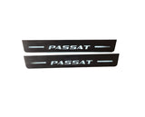 Volkswagen Passat B8 2015+ illuminated entry guards in stainless steel with Passat logo