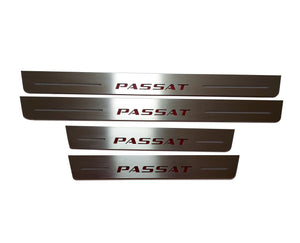 Illuminated LED Door Sill Tread Plates Volkswagen Passat B8 2015-2023 With Passat Logo (type 2) Volkswagen Led Door Sills opdesign