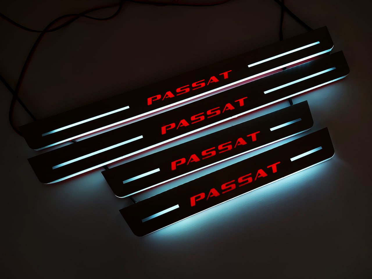 Illuminated LED Door Sill Tread Plates Volkswagen Passat B8 2015-2023 With Passat Logo (type 2) Volkswagen Led Door Sills opdesign